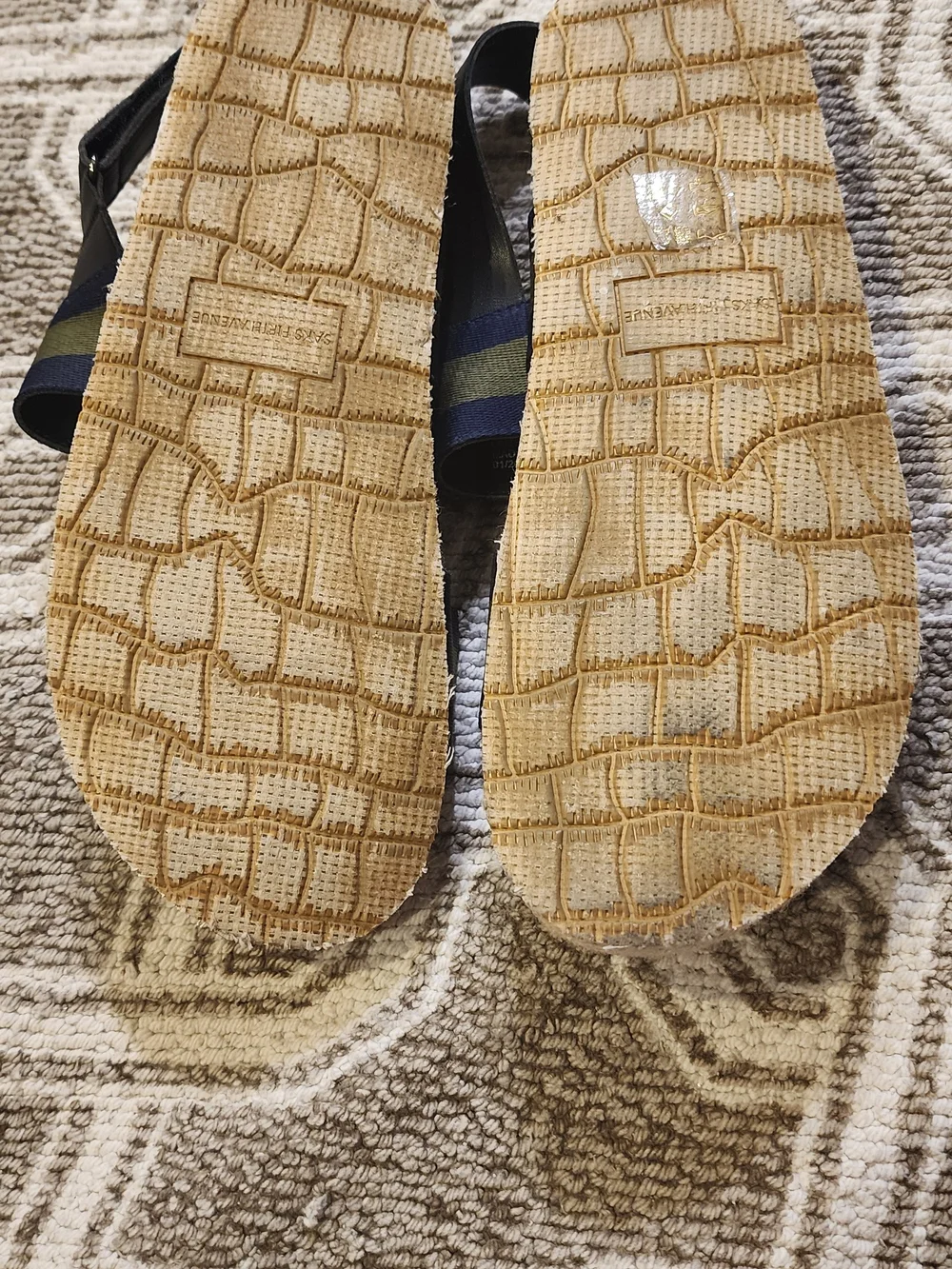 Saks Fifth Avenue Navy & Olive Striped Women’s Espadrille Sandals